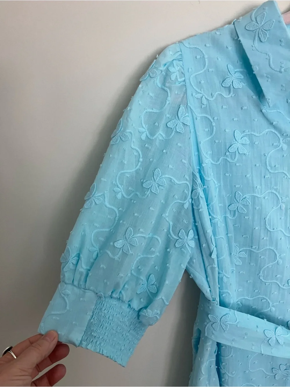Lilly Pulitzer Light Blue Embroidered Button-Front Midi Dress